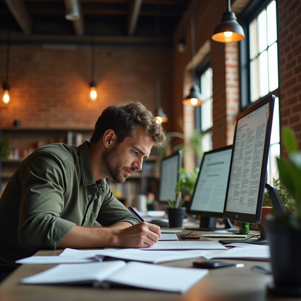 Redaktion bei der Arbeit an Verhaltensforschungsartikeln in einem hellen Büro