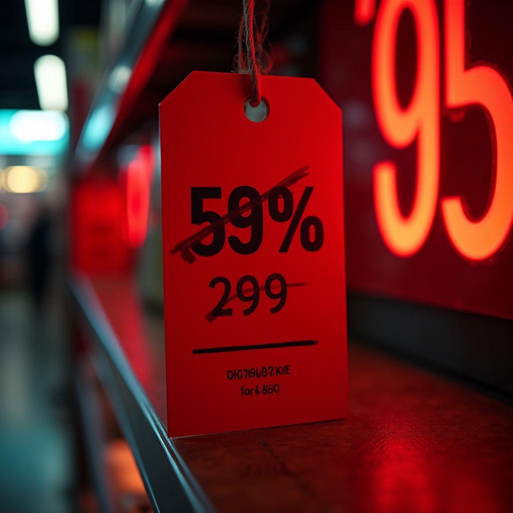 Rotes Sonderangebot-Schild erzeugt psychologischen Druck beim Einkaufen